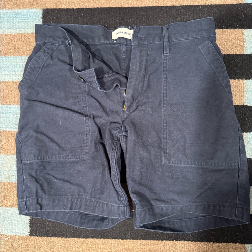 Taylor Stitch Dark Blue Flat Front Men Shorts